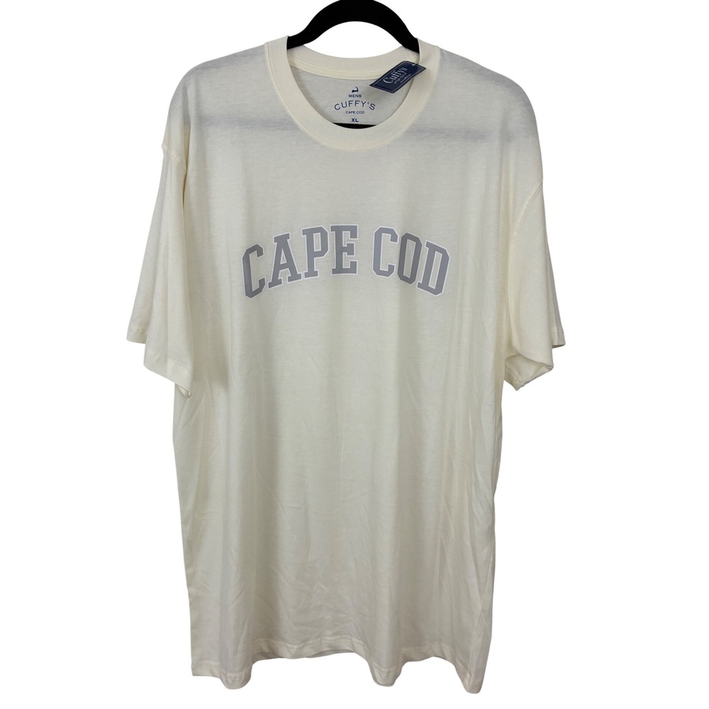 Cuffy's Cape Cod T-Shirt Mens XL Cream Short Sleeve Graphic Tee Preppy Coastal